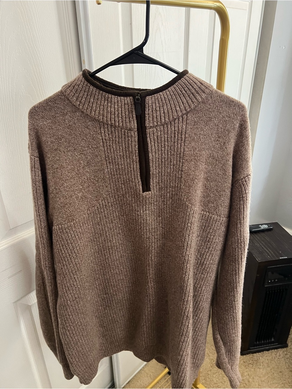 L.L. Bean Men's Brown Zip-Neck Knit Sweater